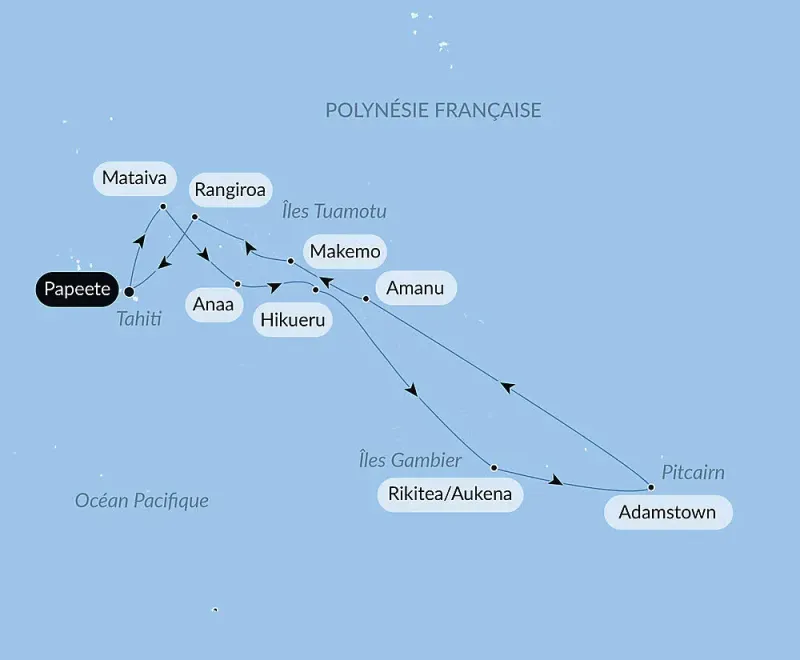 De la Polynésie française à l’île Pitcairn - Carte