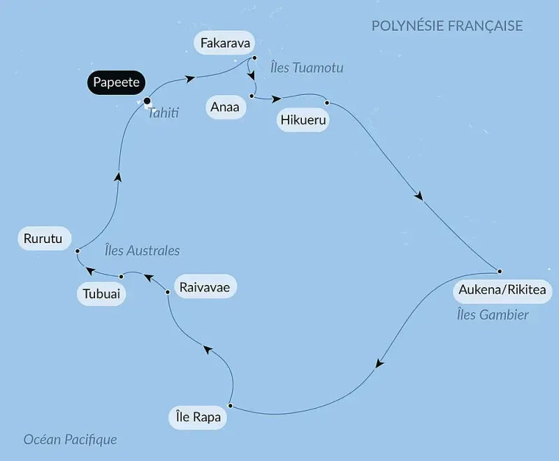 Polynésie secrète : des îles de la Société aux îles Australes - Carte
